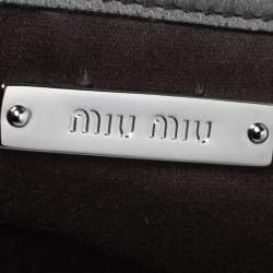 Pre Owned Miu Miu Grey Glaze Leather Gathered Tote