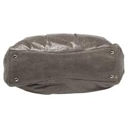 Pre Owned Miu Miu Grey Glaze Leather Gathered Tote