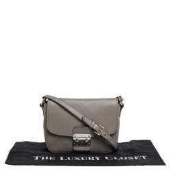 Pre Owned Miu Miu Argilla Grey Leather Madras Crossbody Bag 
