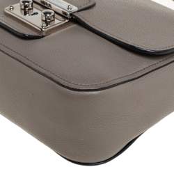 Pre Owned Miu Miu Argilla Grey Leather Madras Crossbody Bag 