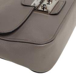 Pre Owned Miu Miu Argilla Grey Leather Madras Crossbody Bag 