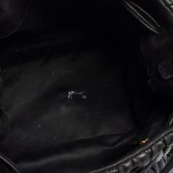 Pre Owned Miu Miu Black Matelassé Leather Drawstring Bucket Bag