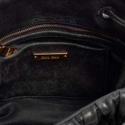 Pre Owned Miu Miu Black Matelassé Leather Drawstring Bucket Bag