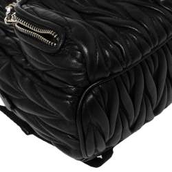 Miu Miu Black Matelassé Leather Micro Backpack