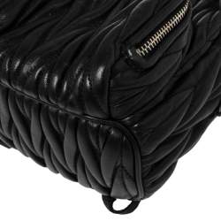 Miu Miu Black Matelassé Leather Micro Backpack