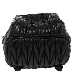 Miu Miu Black Matelassé Leather Micro Backpack