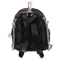 Miu Miu Black Matelassé Leather Micro Backpack
