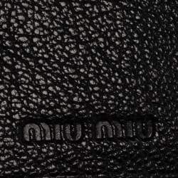 Pre Owned Miu Miu Black Leather Madras Compact Wallet
