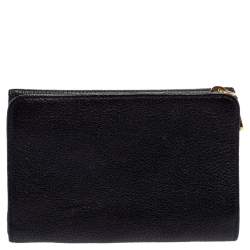Pre Owned Miu Miu Black Leather Madras Compact Wallet