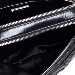 Pre Owned Miu Miu Black Shine Matelasse Leather Double Zip Crossbody Bag