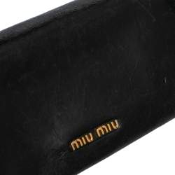 Pre Owned Miu Miu Black Crackled Leather Studded Continental Wallet