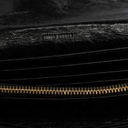 Pre Owned Miu Miu Black Crackled Leather Studded Continental Wallet