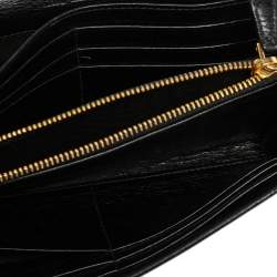 Pre Owned Miu Miu Black Crackled Leather Studded Continental Wallet