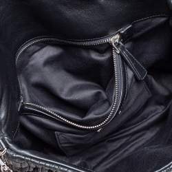 Pre Owned Miu Miu Black Matelassé Leather Crystal Embellished Shoulder Bag