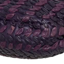 Pre Owned Miu Miu Purple/Dark Plum Woven Leather Push Lock Flap Hobo