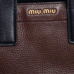 Pre Owned Miu Miu Dark Brown/Black Leather Caribou Satchel