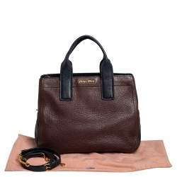 Pre Owned Miu Miu Dark Brown/Black Leather Caribou Satchel