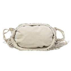 Miu Miu Light Beige Suede Fringe Hobo