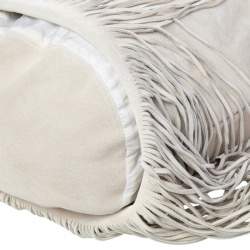 Miu Miu Light Beige Suede Fringe Hobo