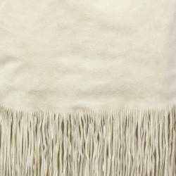 Miu Miu Light Beige Suede Fringe Hobo