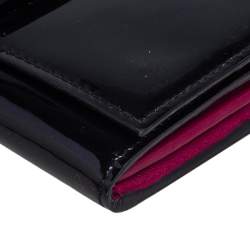 Miu Miu Black Patent Leather Bow Continental Wallet