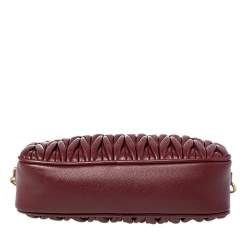 Pre Owned Miu Miu Dark Red Matelassé Leather Crossbody Bag