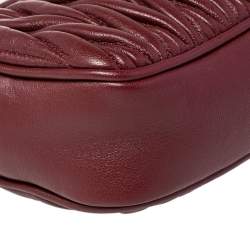 Pre Owned Miu Miu Dark Red Matelassé Leather Crossbody Bag