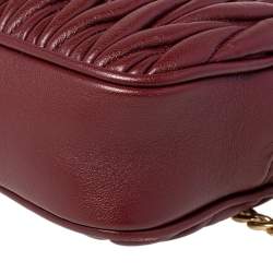 Pre Owned Miu Miu Dark Red Matelassé Leather Crossbody Bag
