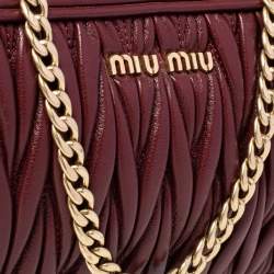 Pre Owned Miu Miu Dark Red Matelassé Leather Crossbody Bag
