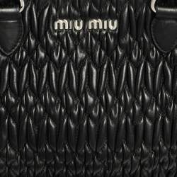 Pre Owned Miu Miu Black Matelasse Nappa Leather Crystal Tote