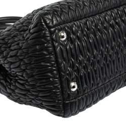Pre Owned Miu Miu Black Matelasse Nappa Leather Crystal Tote