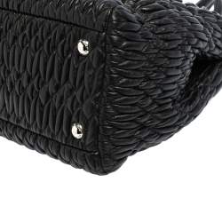 Pre Owned Miu Miu Black Matelasse Nappa Leather Crystal Tote