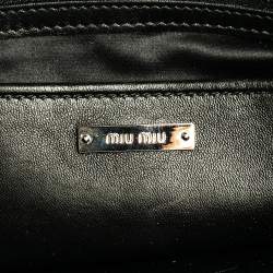 Pre Owned Miu Miu Black Matelasse Nappa Leather Crystal Tote