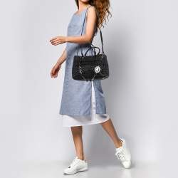 Pre Owned Miu Miu Black Matelasse Nappa Leather Crystal Tote
