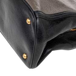 Pre Owned Miu Miu Grey/Black Leather Tote