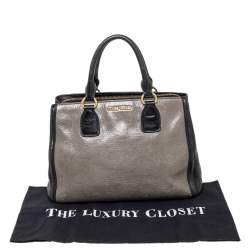 Pre Owned Miu Miu Grey/Black Leather Tote