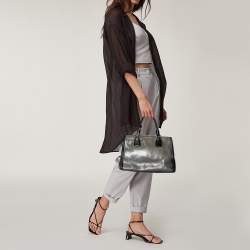 Pre Owned Miu Miu Grey/Black Leather Tote