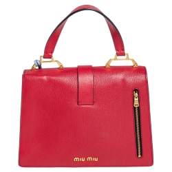 Pre Owned Miu Miu Two Tone Leather Madras Top Handle Bag
