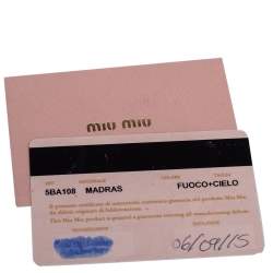 Pre Owned Miu Miu Two Tone Leather Madras Top Handle Bag