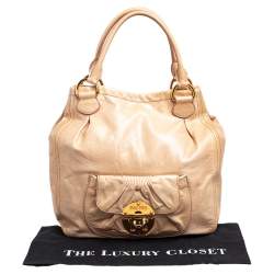 Miu Miu Beige Leather Front Pocket Hobo