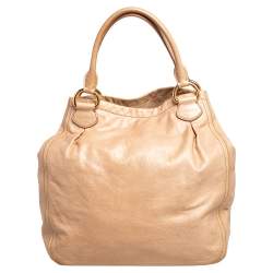 Miu Miu Beige Leather Front Pocket Hobo
