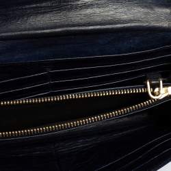 مملوكة مسبقًا Miu Miu Navy Blue Leather Flap Continental Wallet