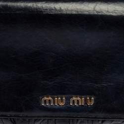 مملوكة مسبقًا Miu Miu Navy Blue Leather Flap Continental Wallet