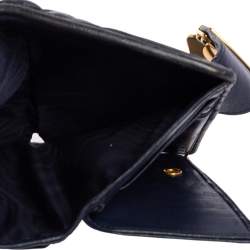Miu Miu Navy Blue Matelassé Leather Clasp Lock Continental Wallet