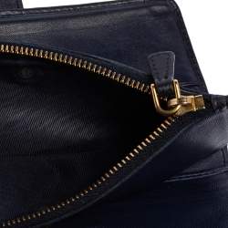 Miu Miu Navy Blue Matelassé Leather Clasp Lock Continental Wallet