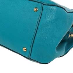 Pre Owned Miu Miu Blue Madras Leather Zip Satchel