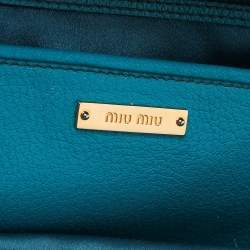 Pre Owned Miu Miu Blue Madras Leather Zip Satchel