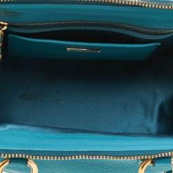 Pre Owned Miu Miu Blue Madras Leather Zip Satchel