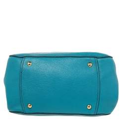 Pre Owned Miu Miu Blue Madras Leather Zip Satchel