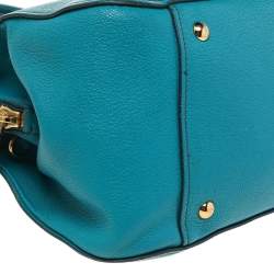 Pre Owned Miu Miu Blue Madras Leather Zip Satchel